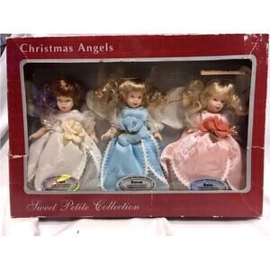 Barbara Lee Sweet Petite Collection Porcelain  Christmas Angel Ornaments